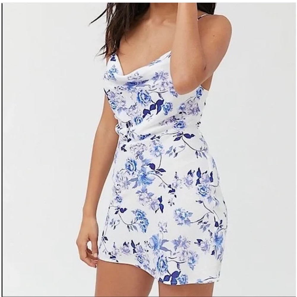 Urban Outfitters Floral Cowl Neck Mini Dress